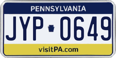 PA license plate JYP0649