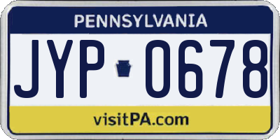 PA license plate JYP0678