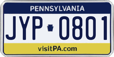 PA license plate JYP0801
