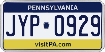 PA license plate JYP0929