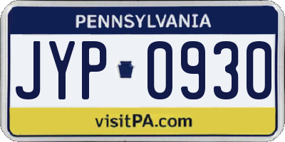 PA license plate JYP0930