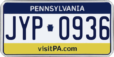 PA license plate JYP0936