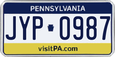 PA license plate JYP0987
