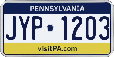 PA license plate JYP1203