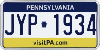PA license plate JYP1934