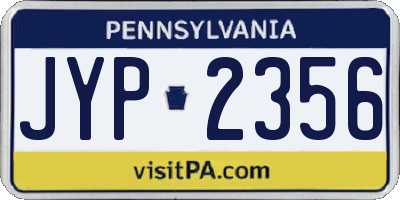 PA license plate JYP2356