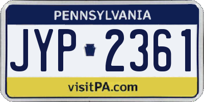 PA license plate JYP2361