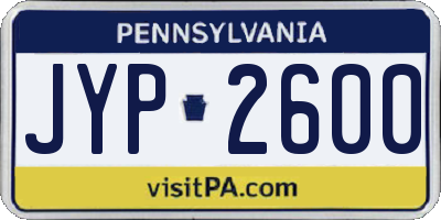 PA license plate JYP2600
