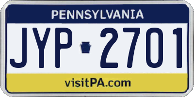 PA license plate JYP2701