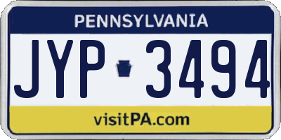 PA license plate JYP3494