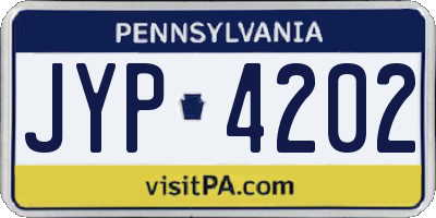 PA license plate JYP4202