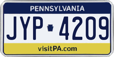 PA license plate JYP4209