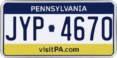 PA license plate JYP4670