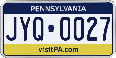 PA license plate JYQ0027