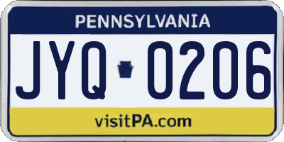 PA license plate JYQ0206