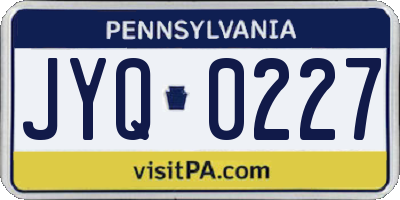 PA license plate JYQ0227