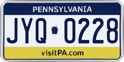 PA license plate JYQ0228
