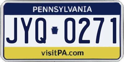 PA license plate JYQ0271