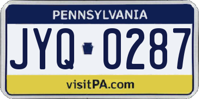 PA license plate JYQ0287