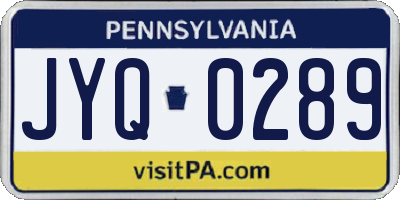 PA license plate JYQ0289