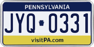 PA license plate JYQ0331