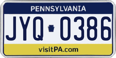 PA license plate JYQ0386