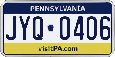 PA license plate JYQ0406
