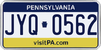 PA license plate JYQ0562