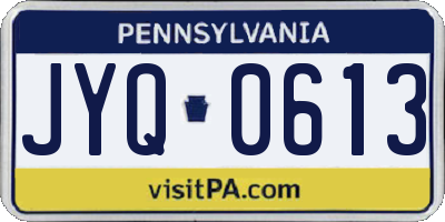 PA license plate JYQ0613