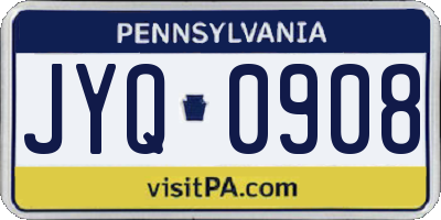 PA license plate JYQ0908