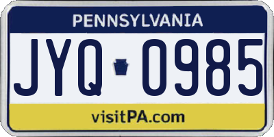 PA license plate JYQ0985