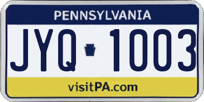 PA license plate JYQ1003
