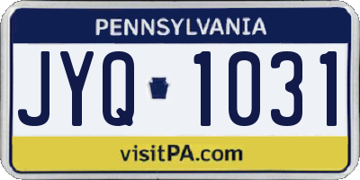 PA license plate JYQ1031