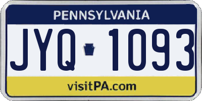 PA license plate JYQ1093