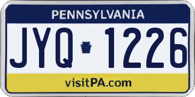 PA license plate JYQ1226