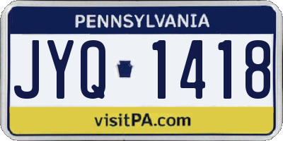 PA license plate JYQ1418