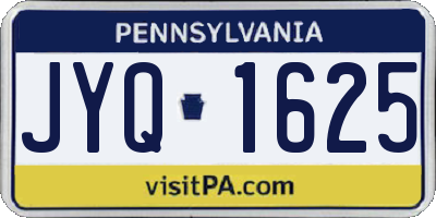PA license plate JYQ1625