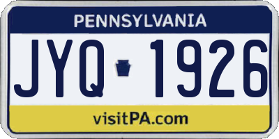 PA license plate JYQ1926