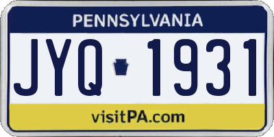 PA license plate JYQ1931