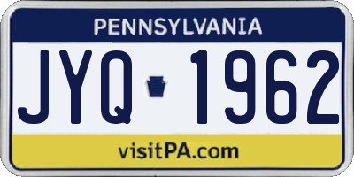 PA license plate JYQ1962
