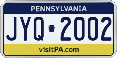 PA license plate JYQ2002