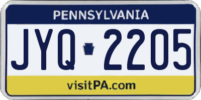 PA license plate JYQ2205