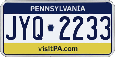 PA license plate JYQ2233