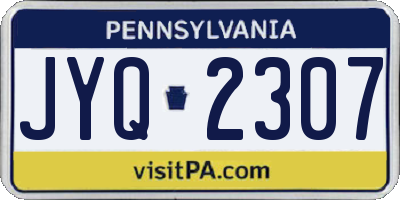 PA license plate JYQ2307