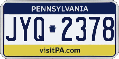 PA license plate JYQ2378