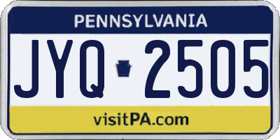 PA license plate JYQ2505