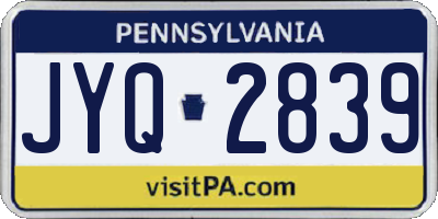PA license plate JYQ2839
