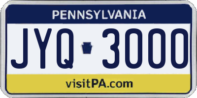 PA license plate JYQ3000