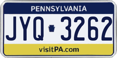 PA license plate JYQ3262