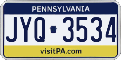 PA license plate JYQ3534